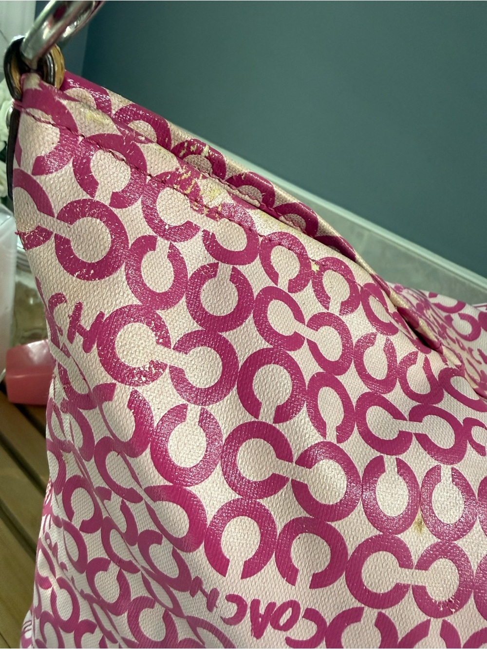 COACH Pink Op Art Signature Coated Canvas Set - Picture 4 of 15